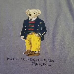 Ralph Lauren Gray Tee with Polo Bear Graphic